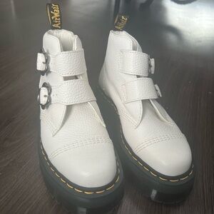 Dr. Martens Devon Flower Buckle Leather Platform Boots